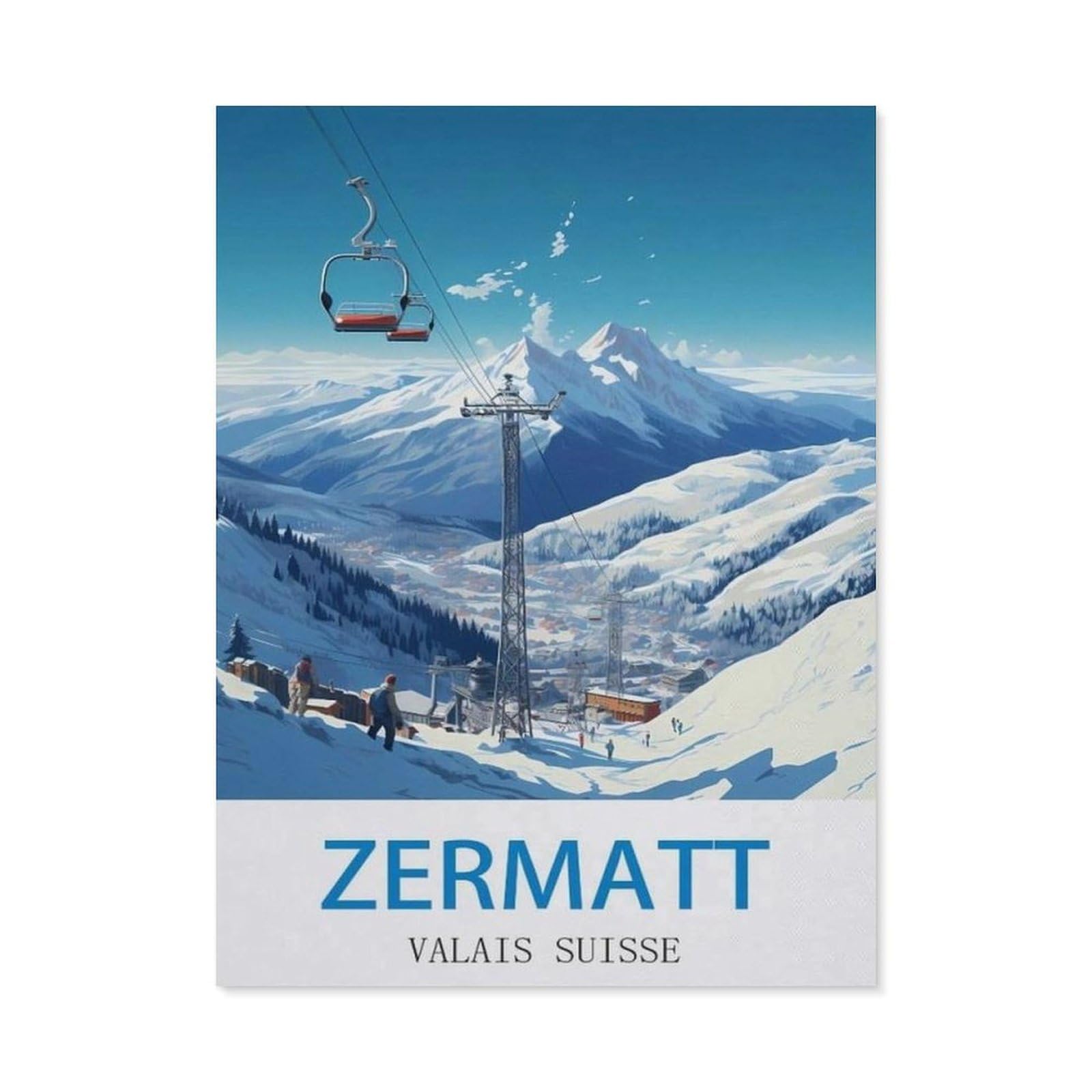 BEAYODKP DIY 5D Diamond Painting，Zermatt Valais Suisse ， Ski（30x40cm）