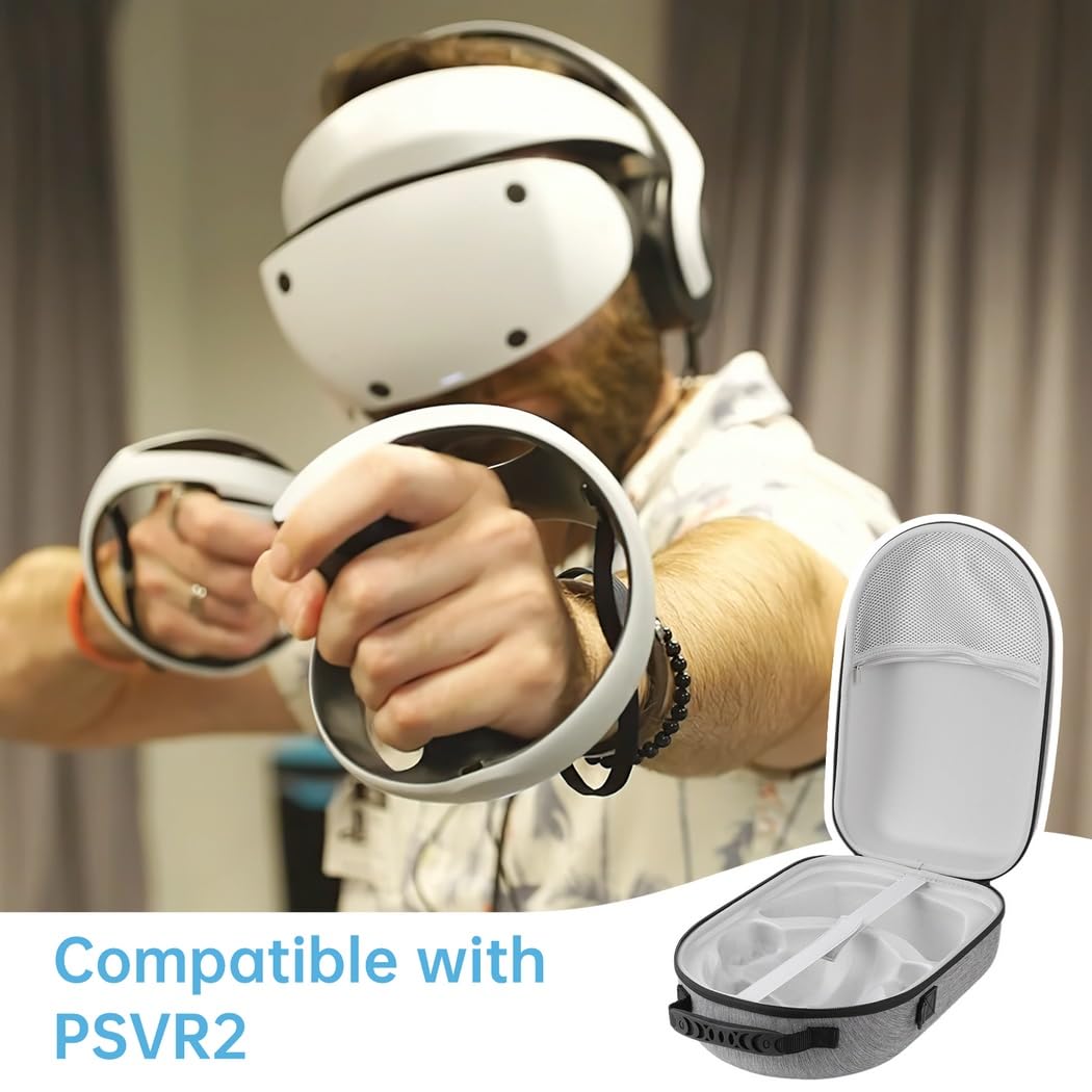 Tragetasche für PlayStation VR2, Harte Aufbewahrungstasche für VR-Headset, Touch Controller und Ladekabel, Rundumschutz, tragbare Hülle mit Griff und Schulterriemen