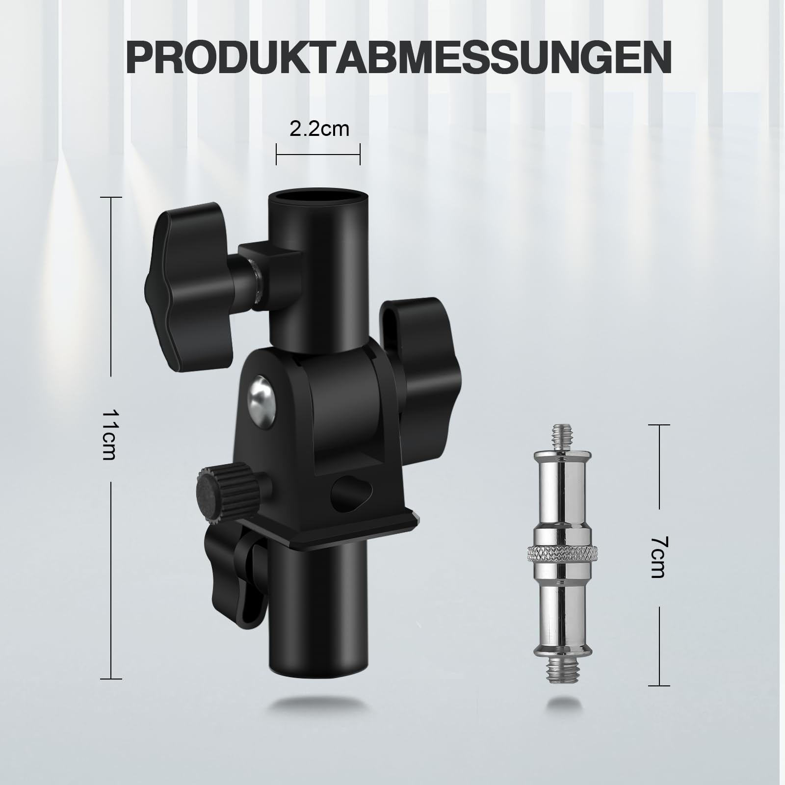 Wellmaking 2er-Set U-förmiger Neigungsadapter für sowohl Schirmständer als auch Lampenstative, mit Standard-1/4"-auf-3/8"-Metall-Schraubanschluss (Außengewinde) und Blitzschuh-/Kaltschuhadapter