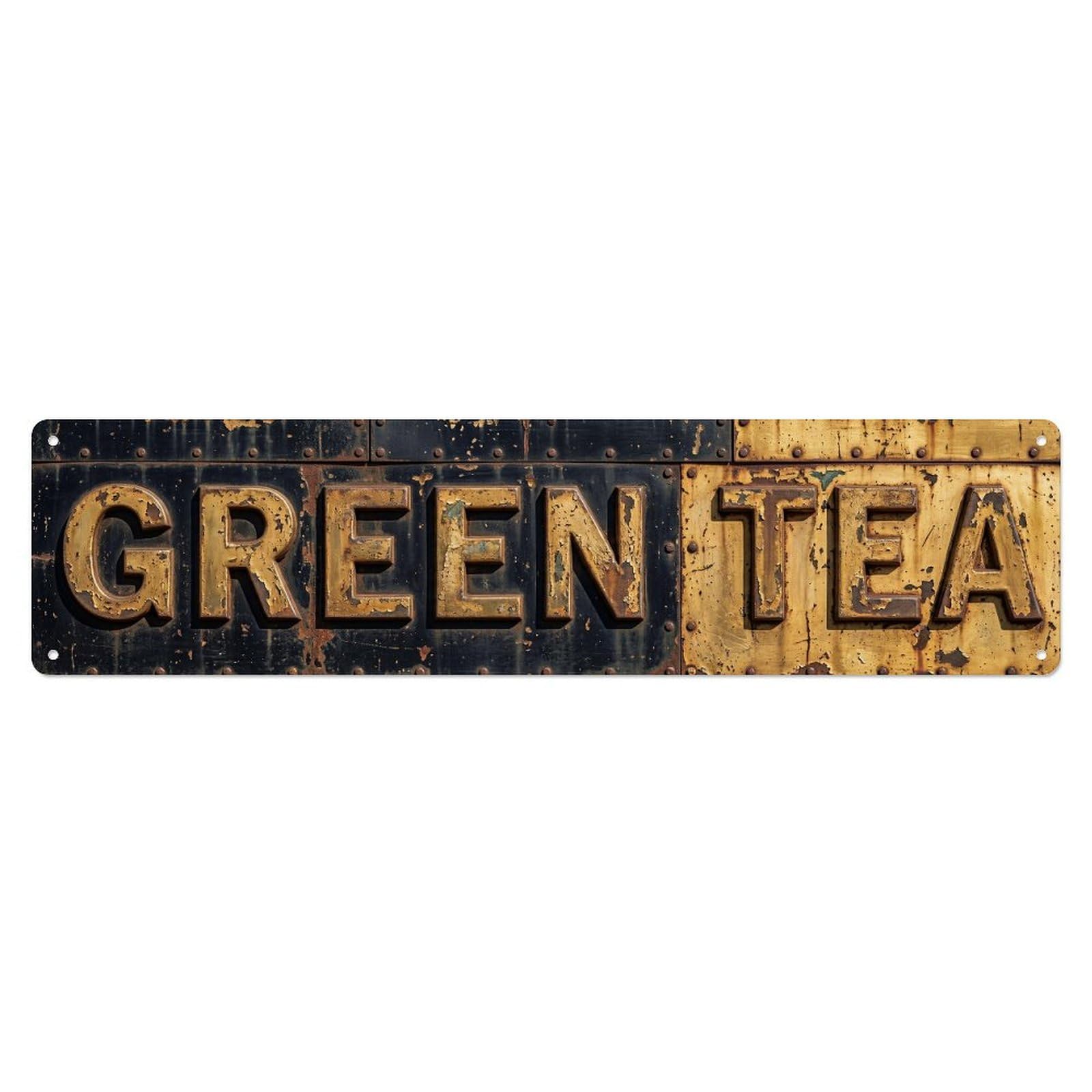 Okahys 4X16inch(10X40cm) Green Tea Vintage Cafe Metal Tin Sign