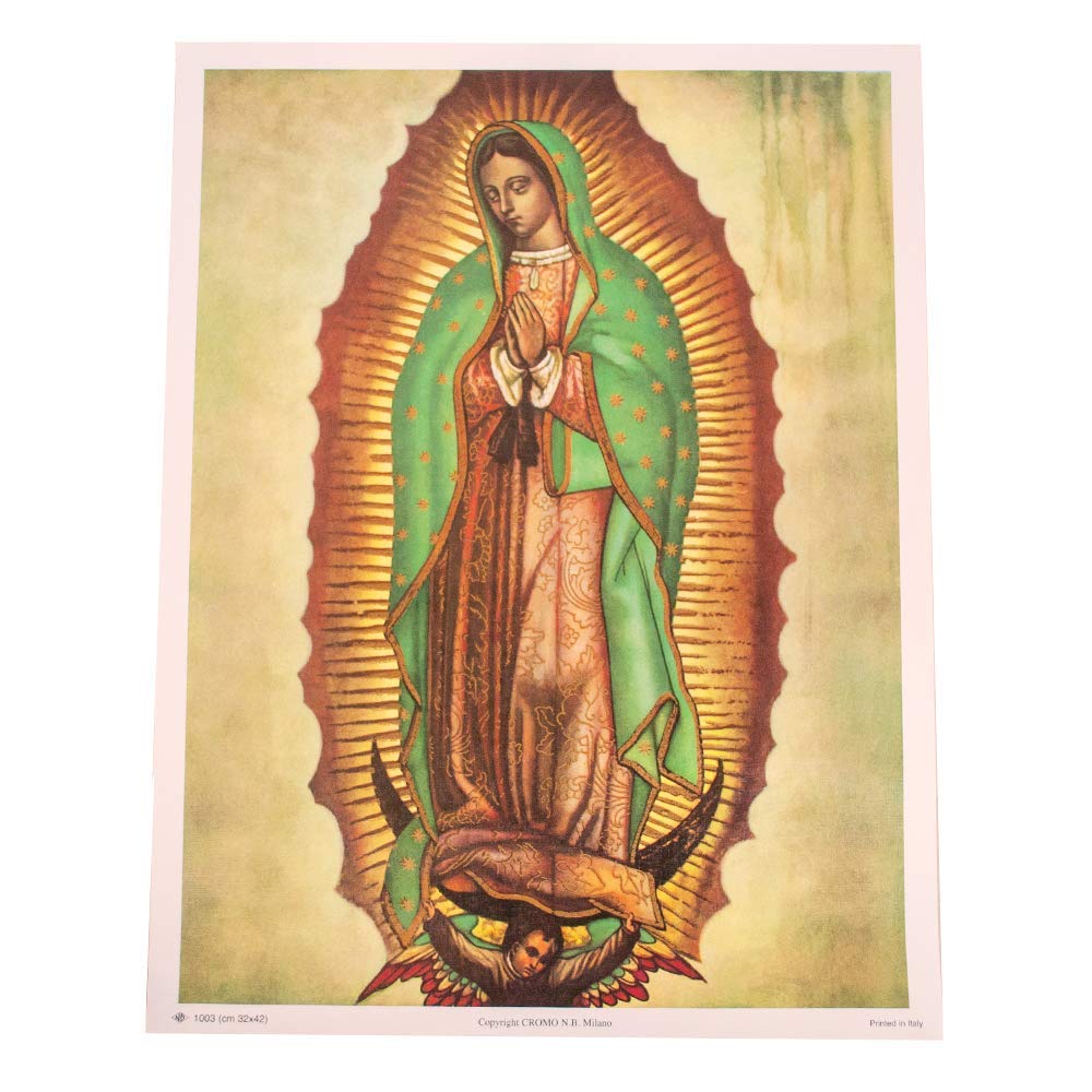 Our Lady of Guadalupe Linen Paper Print from Italy Size 13" X 17"