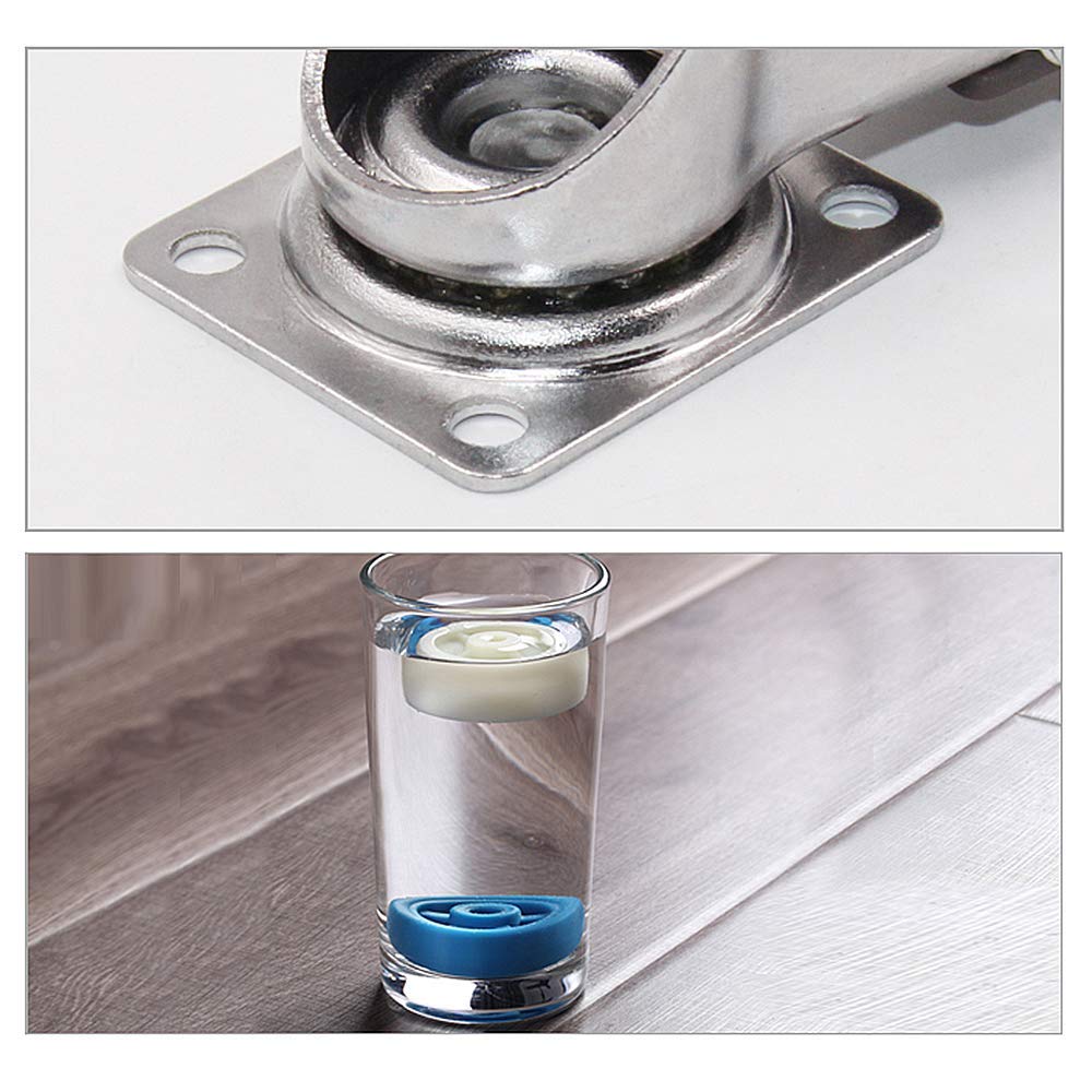 Rotelle per mobili Piccoli da 25 mm (4 Pezzi/carico 60 kg), rotelle in Nylon, Blu | Ruote fisse/Ruote girevoli/Freno | Ruote girevoli girevoli per Carrello a 3 Stili opzional