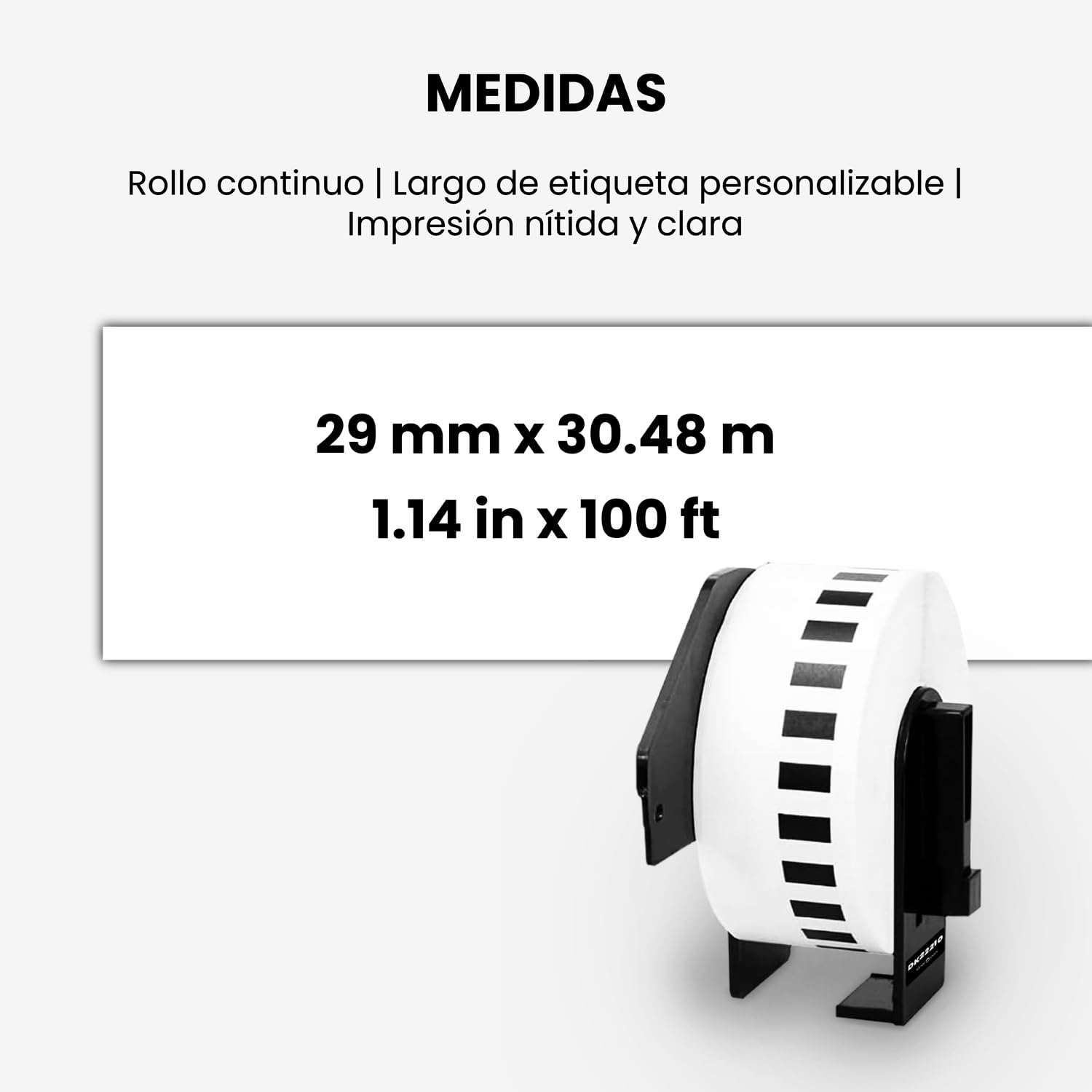 Rollo de Etiquetas Cinta Continua 29mm x 30.48m DK-22210 para Brother QL 10 Unidades