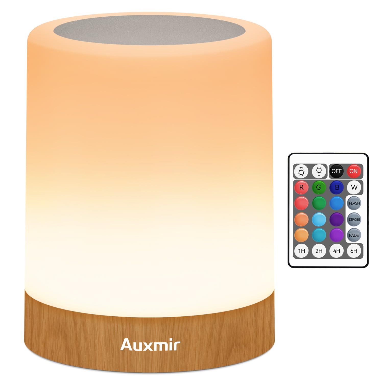 Auxmir Lámparas de Mesita de Noche, 1800mAh Recargable Lámpara LED de Mesa con USB, Temporizador, Control Táctil y Remoto, 13 Colores de Luz Regulable, Lámpara Noche Inalámbrica Colgante
