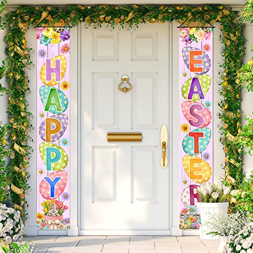 Easter-Porch-Banner-Bunny-Egg-Rabbit-Daisy-Party-Front-Door-Sign-Wall-Hanging-Spring-Decorations-and-Supplies-for-Home-Office-Farmhouse-Holiday-Decor Easter Porch Banner Bunny Egg Rabbit Daisy Party Front Door Sign Wall Hanging Spring Decorations and Supplies for Home Office Farmhouse Holiday Decor
