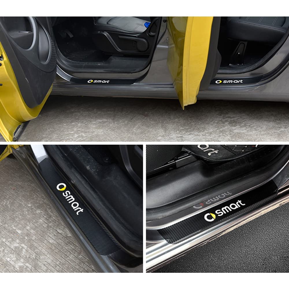 2 Pezzi per Smart Fortwo 453 451 2009-2019 davanzale della portiera dell'auto Pedale di Benvenuto Adesivo Decorativo Protezione del battitacco della Porta in Fibra di Carbonio