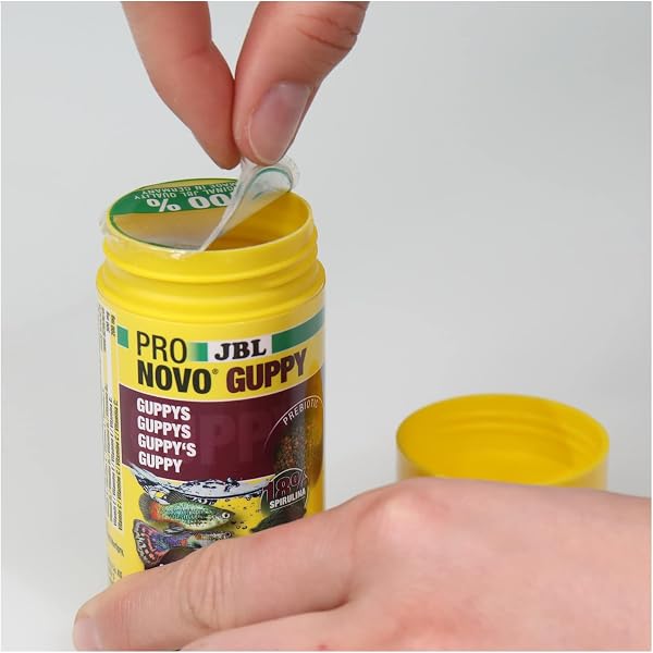 JBL PRONOVO GUPPY GRANO, Aliment de Base pour Guppys et autres Poissons Ovovivipares de 3-10 cm, Granulés pour Poissons, Doseur à clic, taille S, 100 ml - 5