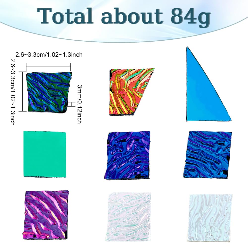 1 Caja de Aproximadamente 84g de Desechos de Vidrio Dicroico Piezas de Vidrio Fusible con Colores Iridiscentes Piezas de Arte para Horno Microondas Material Compatible para la Fabricación de