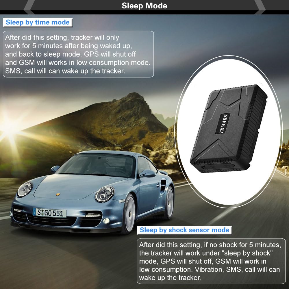 Traceur GPS Voiture,GPS Camping Car,Convient aux Voitures et Motos,Positionnement en Temps Réel,Enregistrement de L'historique avec Alarme de Vibration et de Vitesse de Chute,TK915 10 000 mAh