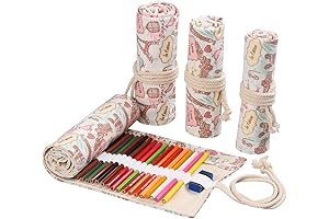 DIYOMR 72 Slots Pencil Wrap Pencil Rolls, Artist Colored Pencils Roll Up...