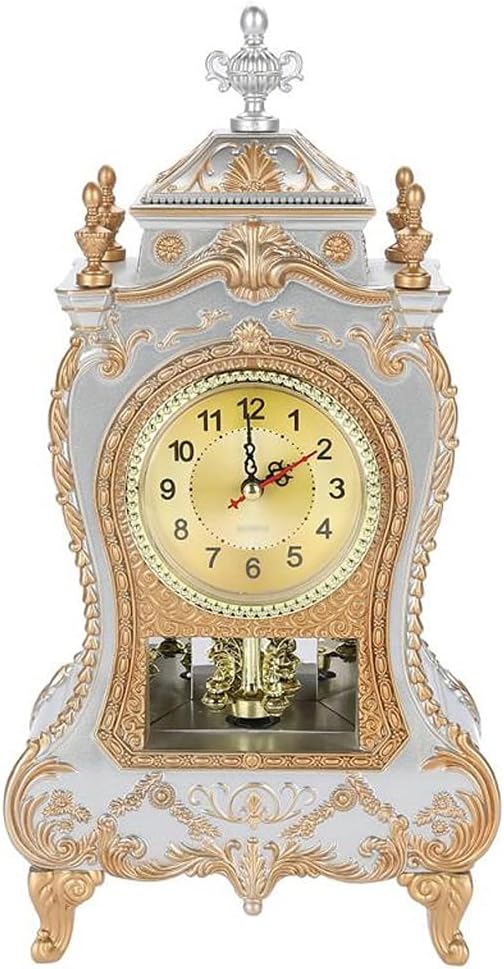Desk Alarm Clock Vintage Classical Sitting Room Tv Cabinet Furnishing Sit Pendulum(White-Dinosaur Doodle4)