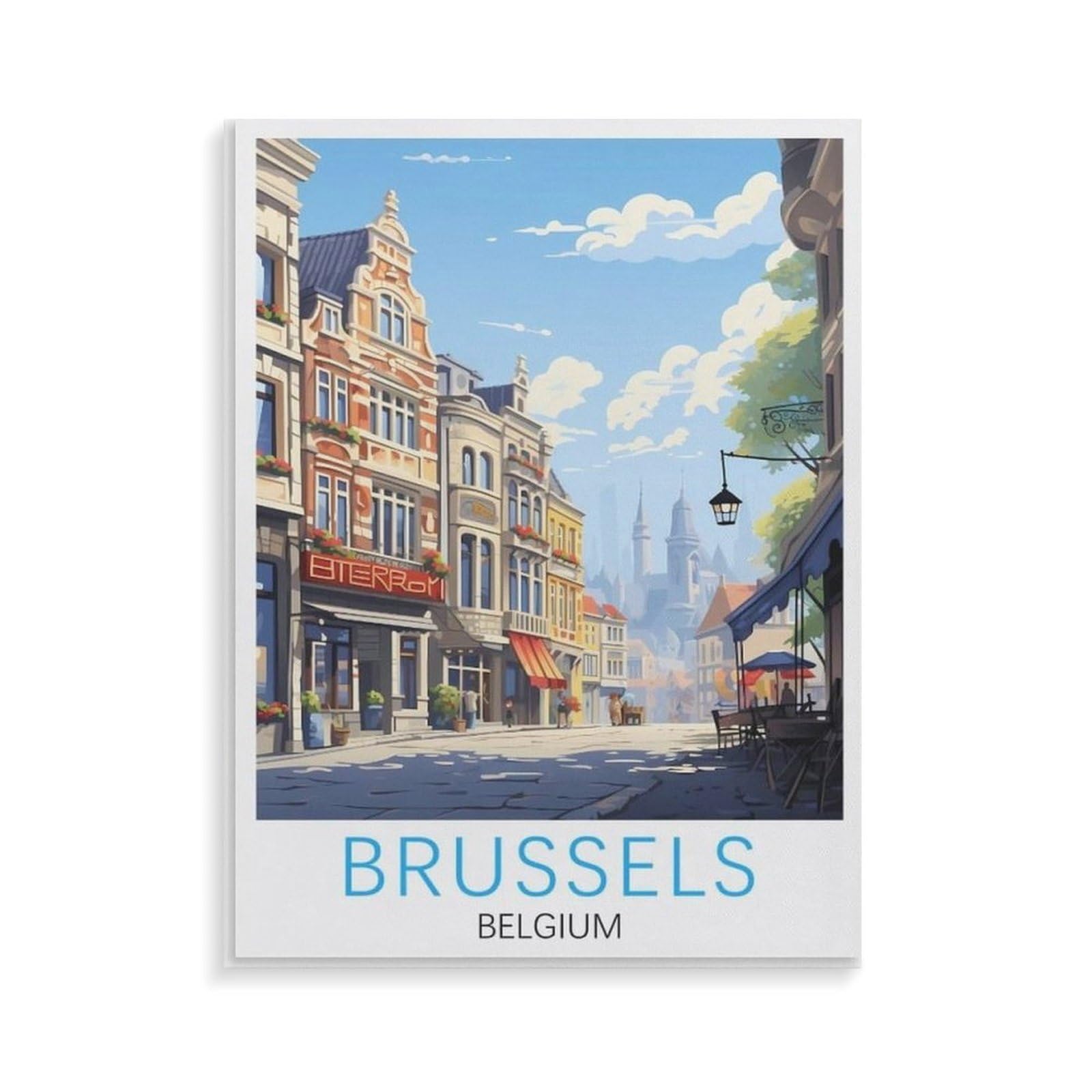 Xjufw A-9 Acrylic Simple Paint By Number Canvas For Gift Decoration， Brussels Belgium Paint By Numbers For Adults Beginners, 30X40cm(Aa-409
