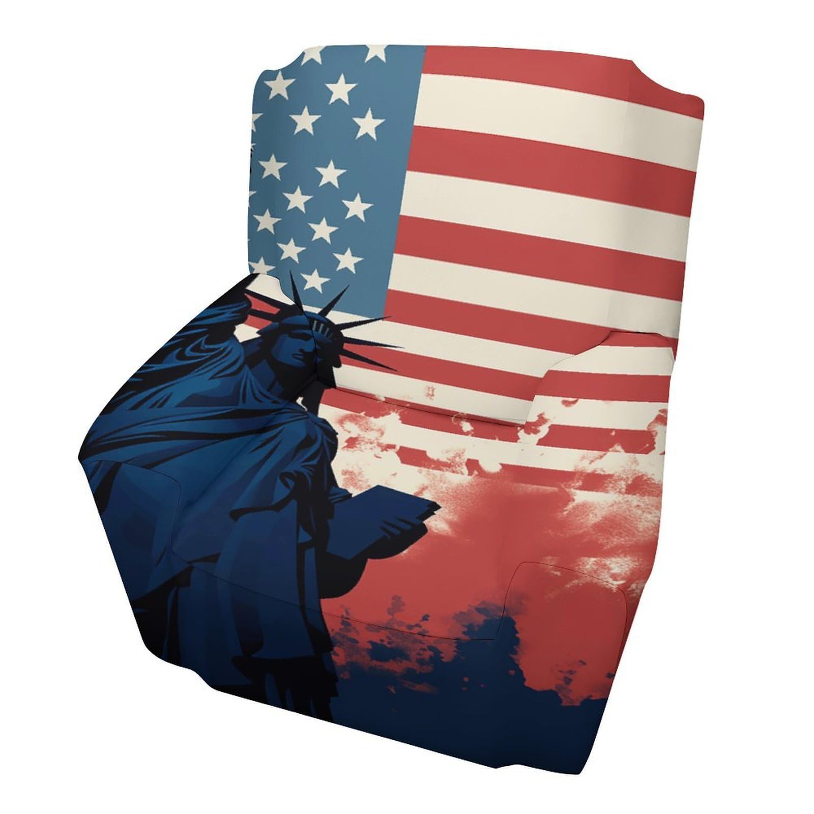 Fodpand Style Flag With Silhouette Of Lady Liberty Sofa Cover Soft 1 Seater Sofa Slipcover For Pets Washable,Couch Cover With Elastic Straps Furniture Protector
