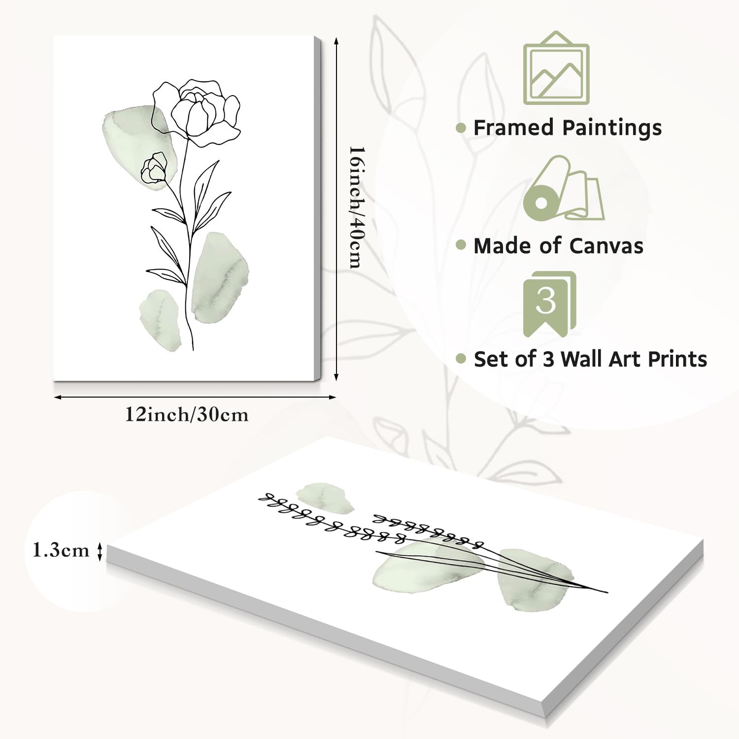 Dazzlewall Ingelijste Beige Botanische Wanddecoratie Poster, Abstracte Minimalistische Bloemlijn Poster voor Slaapkamer en Woonkamer Decor, Set van 3, 30x40 cm (12x16 inch Dazzlewall Ingelijste Beige Botanische Wanddecoratie Poster, Abstracte Minimalistische Bloemlijn Poster voor Slaapkamer en Woonkamer Decor, Set van 3, 30x40 cm (12x16 inch