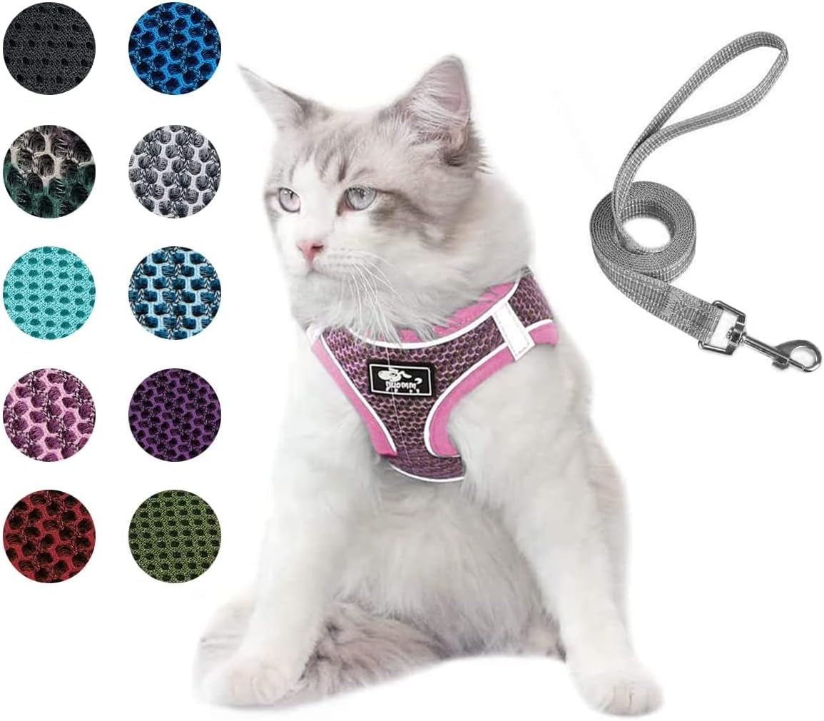 Dociote Dog Harness for Small Dogs, Sports Harness for Dogs No Pull Soft Reflective and Breathable Mesh Harness for Dogs and Adjustable Cable Set Pink L