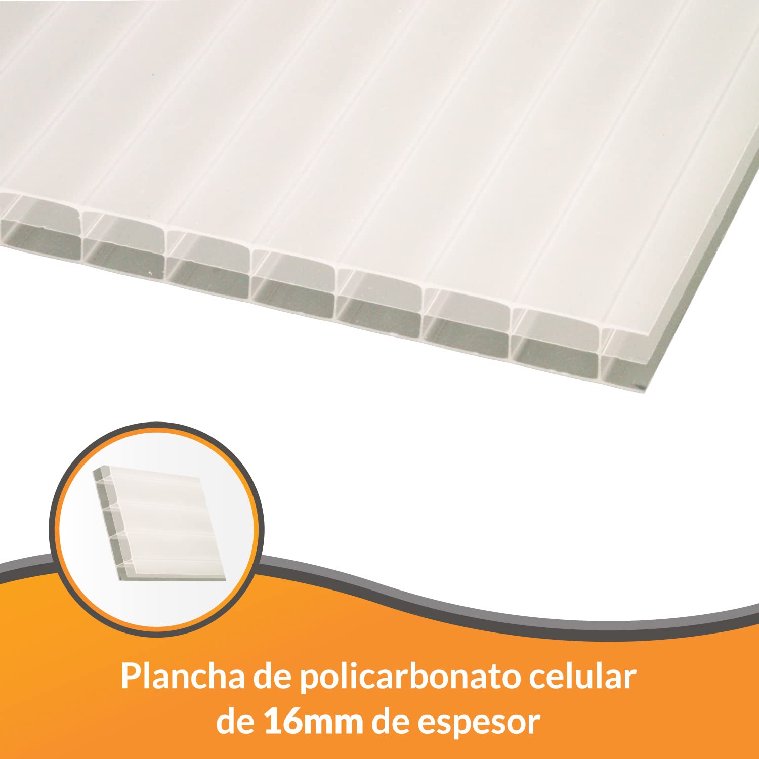 Kit Placas de policarbonato Compacto opal 16mm - Medida final 200 x 2100 mm - Incluye accesorios de instalación
