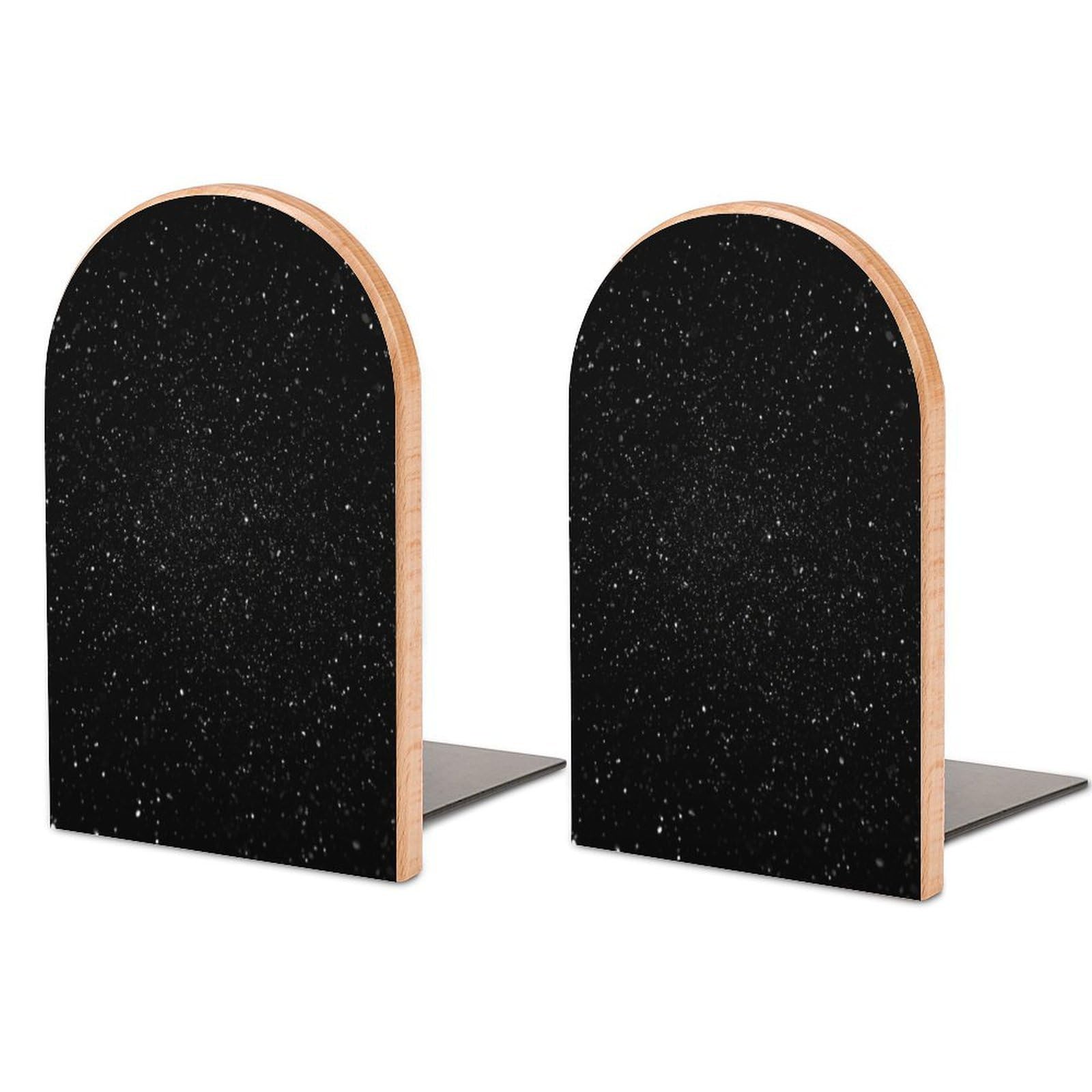 Black Glitter Bookends for Shelves Non Skid Book Stoppers Universal Economy Bookend Heavy Duty Wood Book End Decorative Book Shelf Holder for Home Office Desk 1 Pair