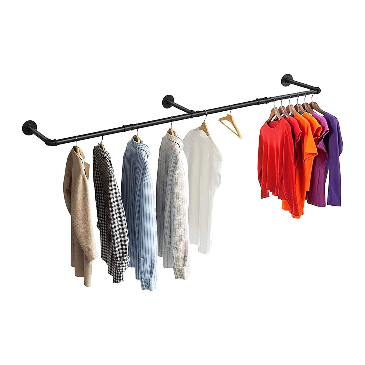 SERENITA Heavy Duty Super Long Industrial Pipe Clothing Rack, Hanging Rod for Closet, Wall Mounted Multi Purpose