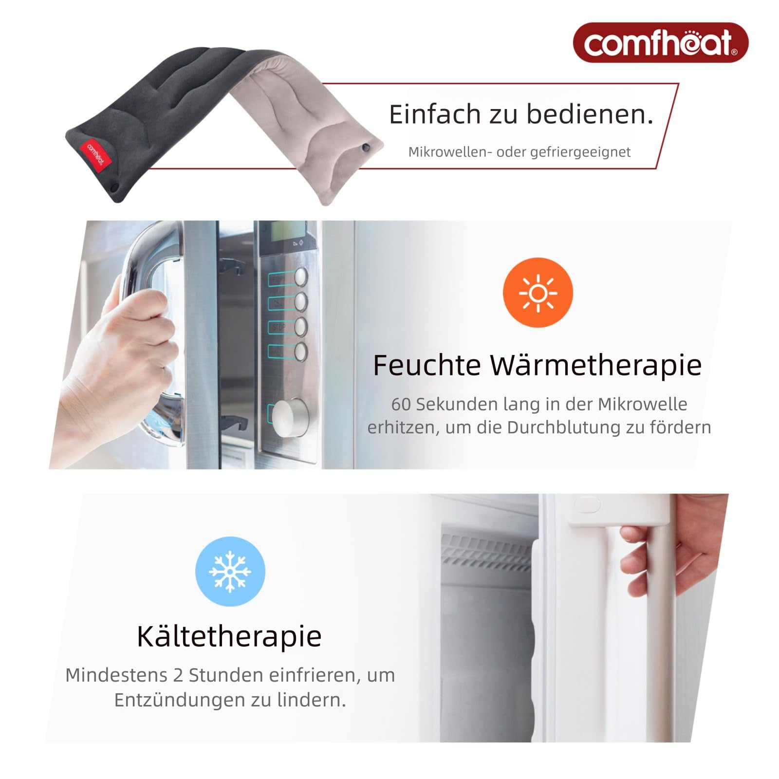 Microwavable - Cuscino riscaldante per collo, spalle, ginocchia, terapia calda, per dolori al collo, articolazioni e dolori muscolari (6" x 24'')