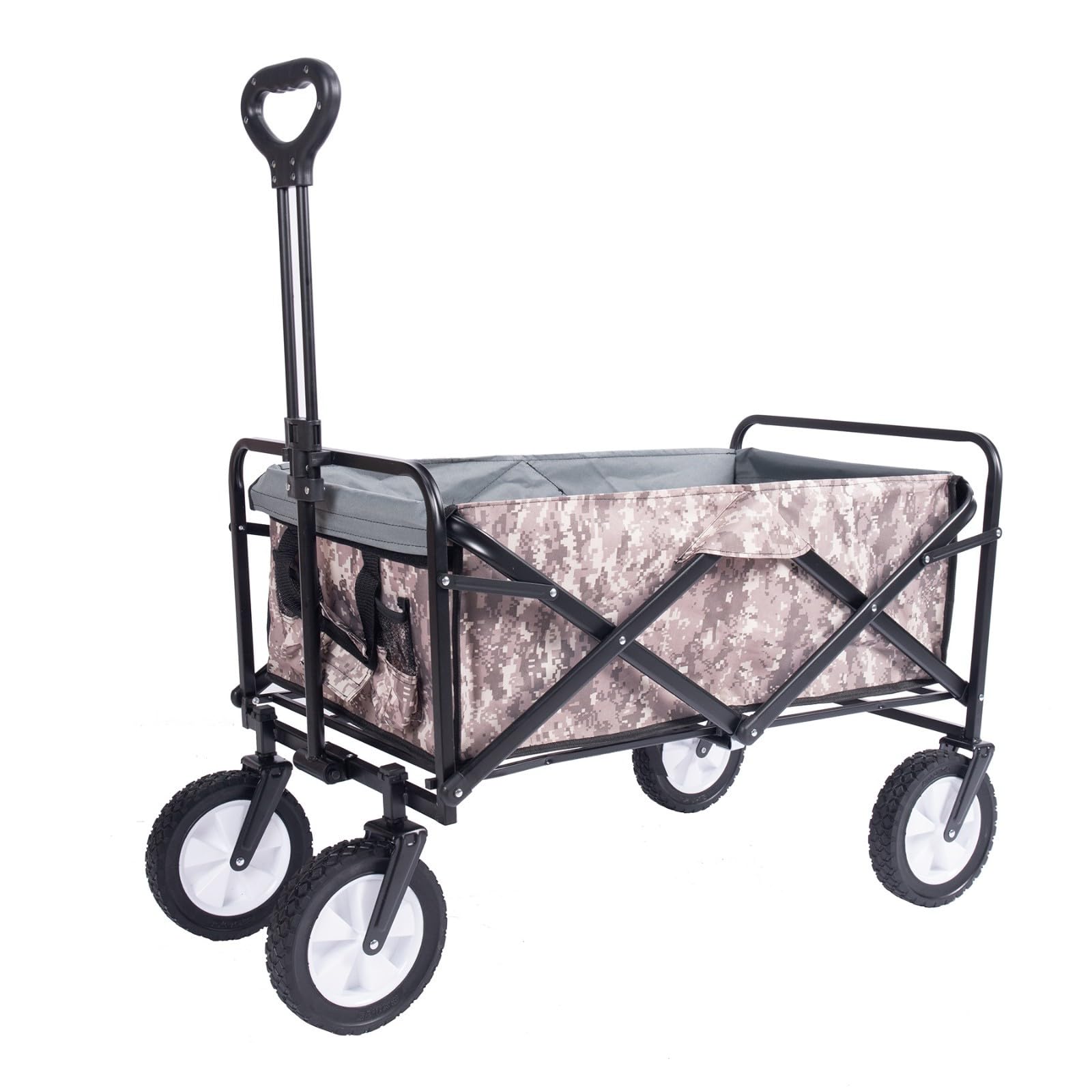 Folding Wagon, Collapsible Folding Wagon Cart With Adjustable Handle 150kg Multicolor(C)