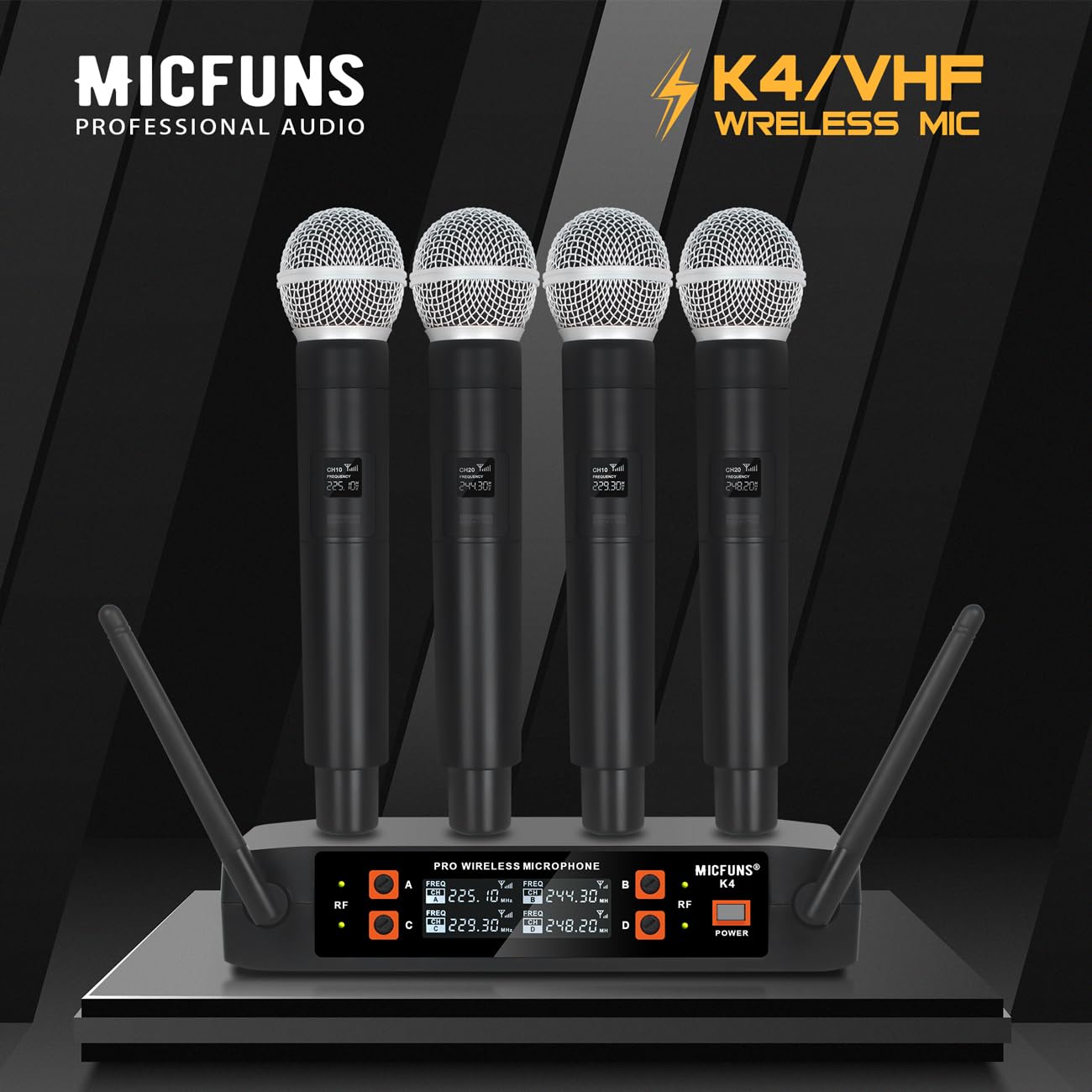 K4 Kabelloses Handmikrofon für KTV Bühnengesang (Schwarz)
