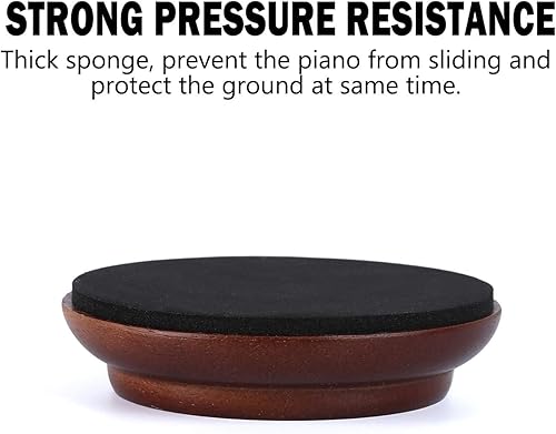 Vista 3 de Paquete de 3 moldes de madera dura para piano de cola, almohadillas antideslizantes y antiruido, (marrón)