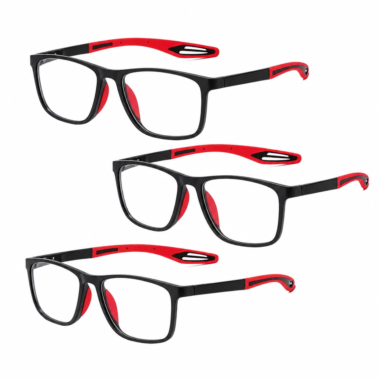 Generisch Gleitsichtbrille Lesebrille 3er-Pack, Leichte TR90 Sport Leser Brille mit Federscharniere, Blaulichtblockierende Computerbrille Für Herren Damen