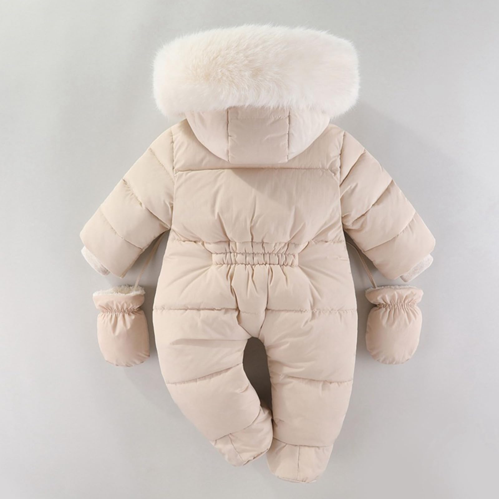 Ropa de bebé de invierno para recién nacidos, mameluco grueso de manga larga con capucha y guantes desmontables para 6-24 meses