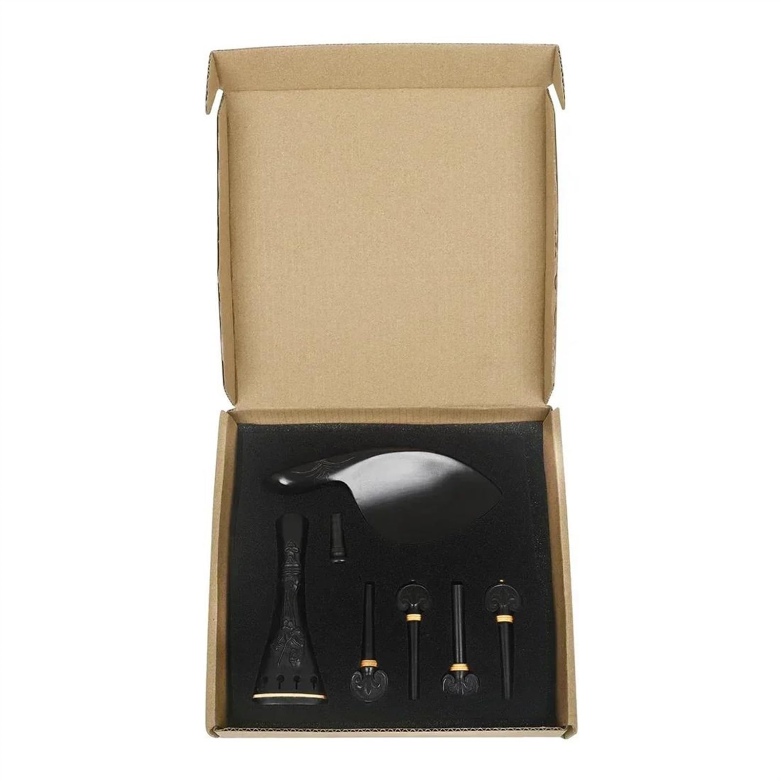 Accesorios para violín Kit De Pieza Trasera De Violín 4/4 3/4 Reposa Mejillas En Relieve De Ébano Tablero De Cuerda Para Tirar, Accesorios Para Uñas Traseras De Eje De Cuerda