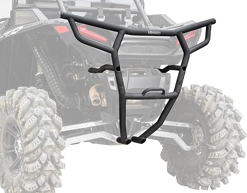 SuperATV Parachoques trasero para Polaris RZR XP 1000  XP 4 1000  High LifterXP 4 High LifterTrails and Rocks - Negro arrugado  Tubo de acero