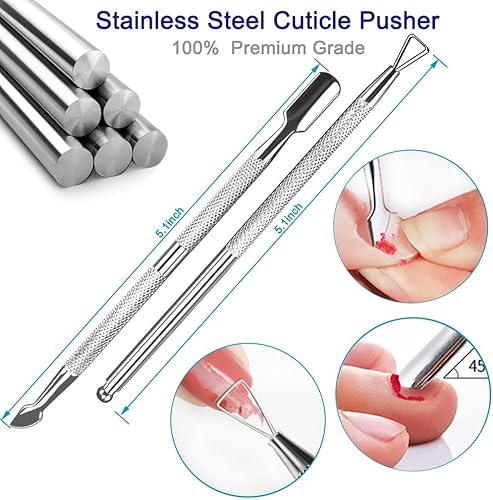 Miniatura 4 de Cortador de cutículas con empujador de cutículas, 9 piezas profesional removedor de cutículas y cortador de cutículas, kit de herramientas de