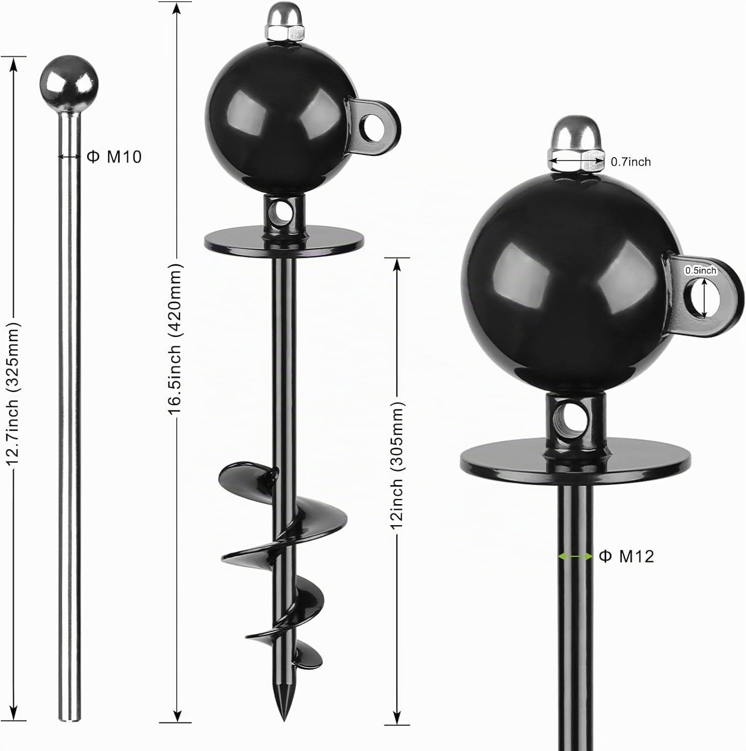 SELEWARE Piquet d'attache pour Chien d'extérieur antirouille jusqu'à 100 kg, Rotation Libre, Tige torsadée