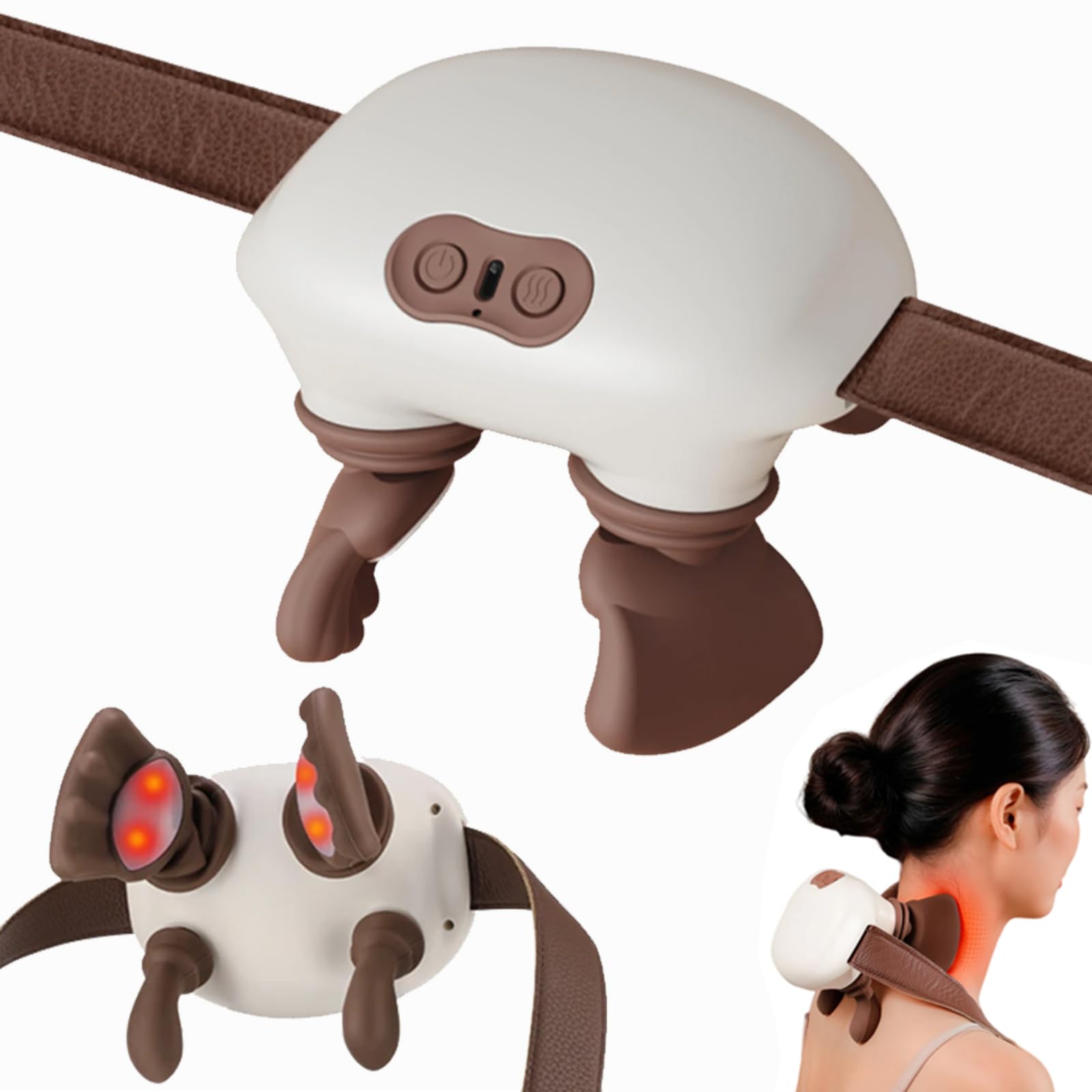 Schultermassagegerät mit Wärme, Shiatsu-Nacken- und Rückenmassagegerät, wiederaufladbares Tiefengewebe-Knetmassagekissen für Papa, Mutter, Müdigkeit, Linderung, Muskelentspannen