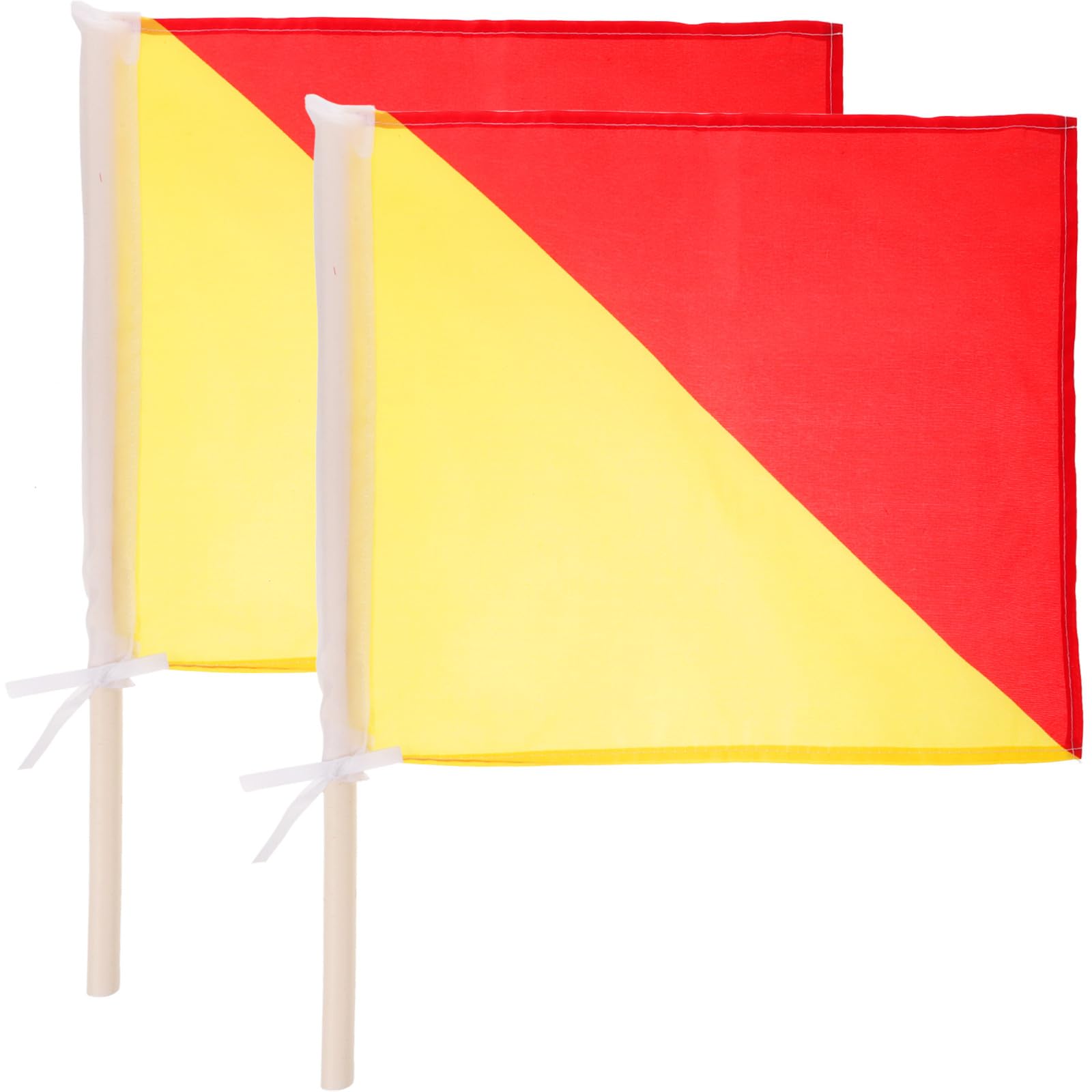 PACKOVE 2pcs Small Polyester Handheld Signal Flags 35x35cm Red Yellow Commanding Flags for Match Waving and Nautical Signal Equipment with 50-60cm Flagpoles
