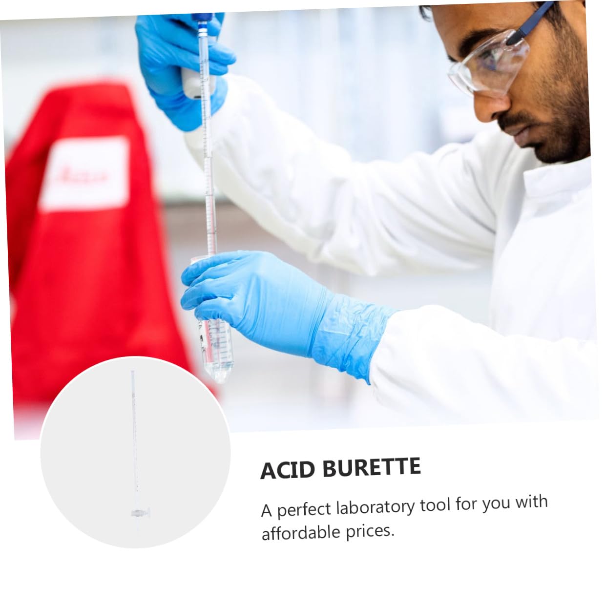 ULTECHNOVO Buretta Acida Buretta In Vetro Borosilicato Buretta Acida In Vetro A Canna Dritta Strumento In Vetro Da Laboratorio Con Rubinetto A Chiave In Ptfe (Trasparente 10 Ml)