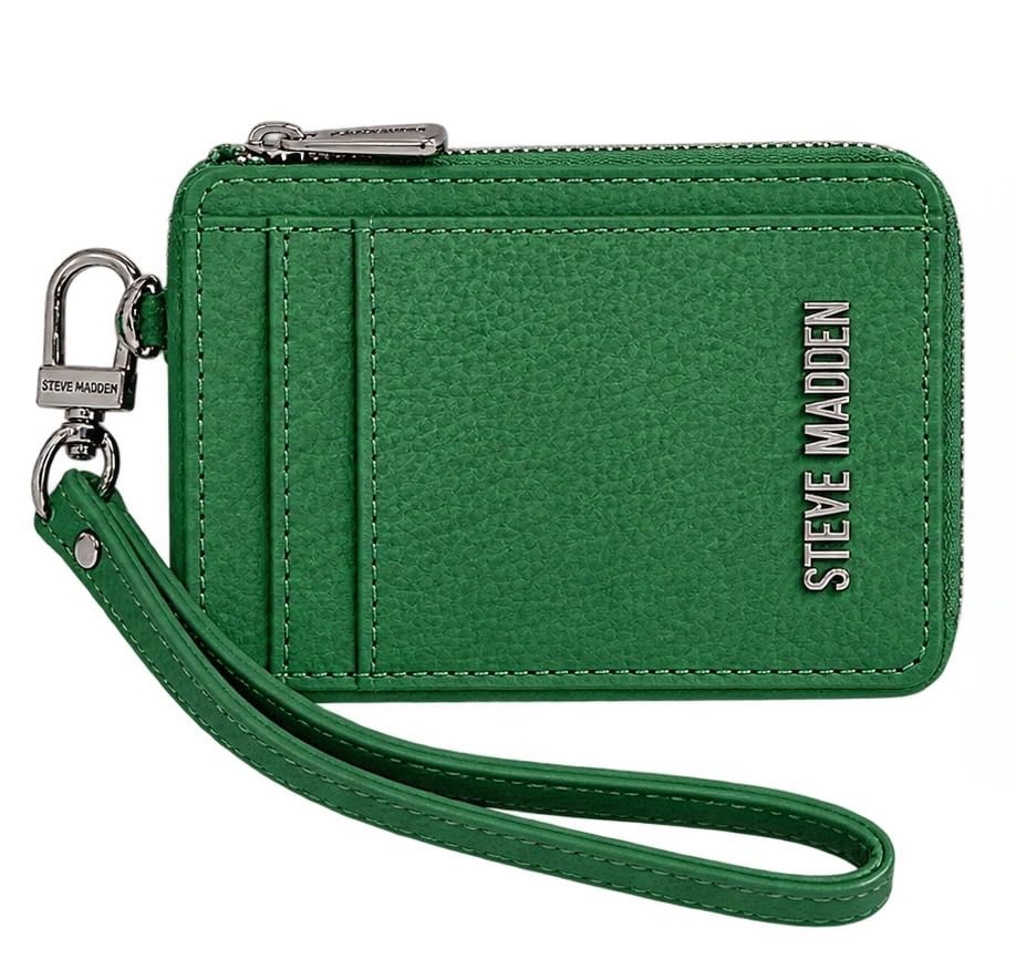 Image of Steve Madden BPIPPER Zip Around Card Case Wallet (Retro Green)
