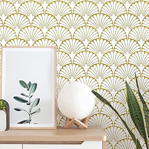Gold Wallpaper Peel and Stick Wallpaper Boho Gold Contact Paper for Cabinets Self Adhesive Removable Wallpaper Stick on Wallpaper for Bedroom Modern Wall Paper Leaf Wallpaper Ginkgo Biloba17.3”×393” Cover