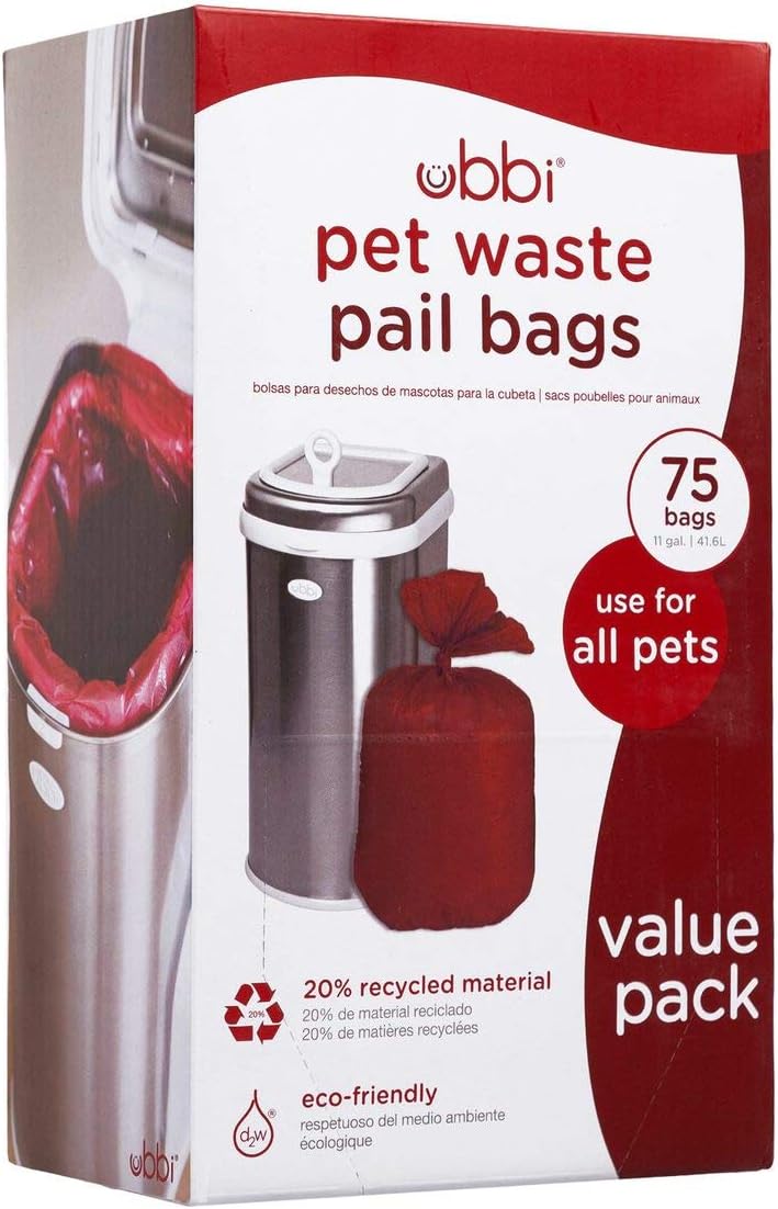 Pet Waste Pail Bags, Cat Litter Box Cleaning Solution, 75 Count Value Pack