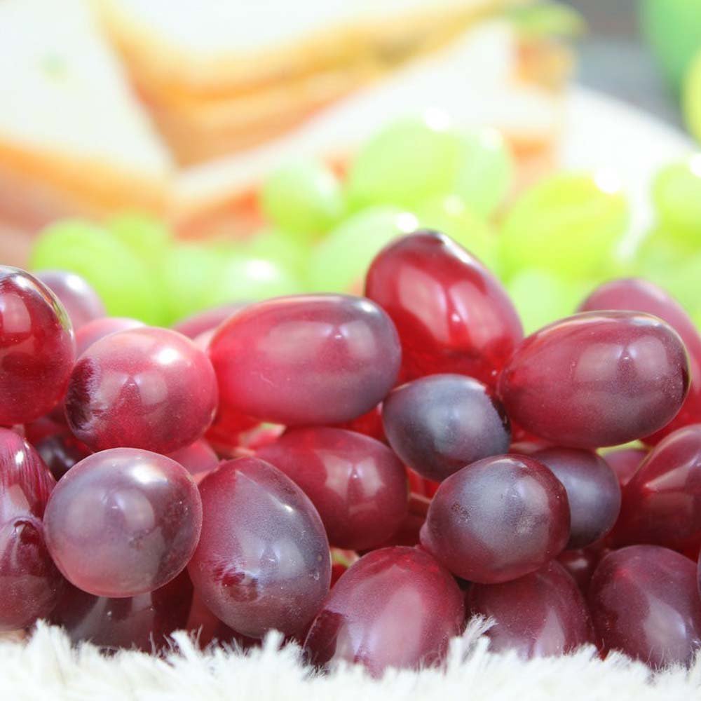 WADY 2 Uvas Decorativas de plástico para Vino, Uvas, Frutos Artificiales, Frutas y Verduras, 2 Unidades de 17 cm (Rojo)