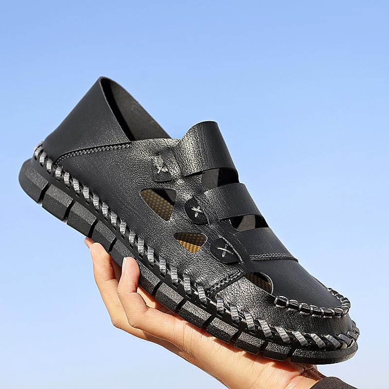 Men's Sliders Slides Sandals Out Beach fisherman Shoes Leather Slip On Low-top