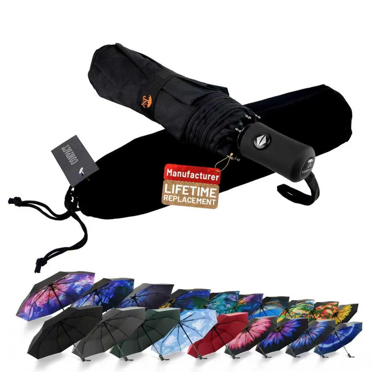 Travel Umbrella Windproof Automatic Umbrellas Small Compact UV Sun Protection Factory Outlet Umbrella