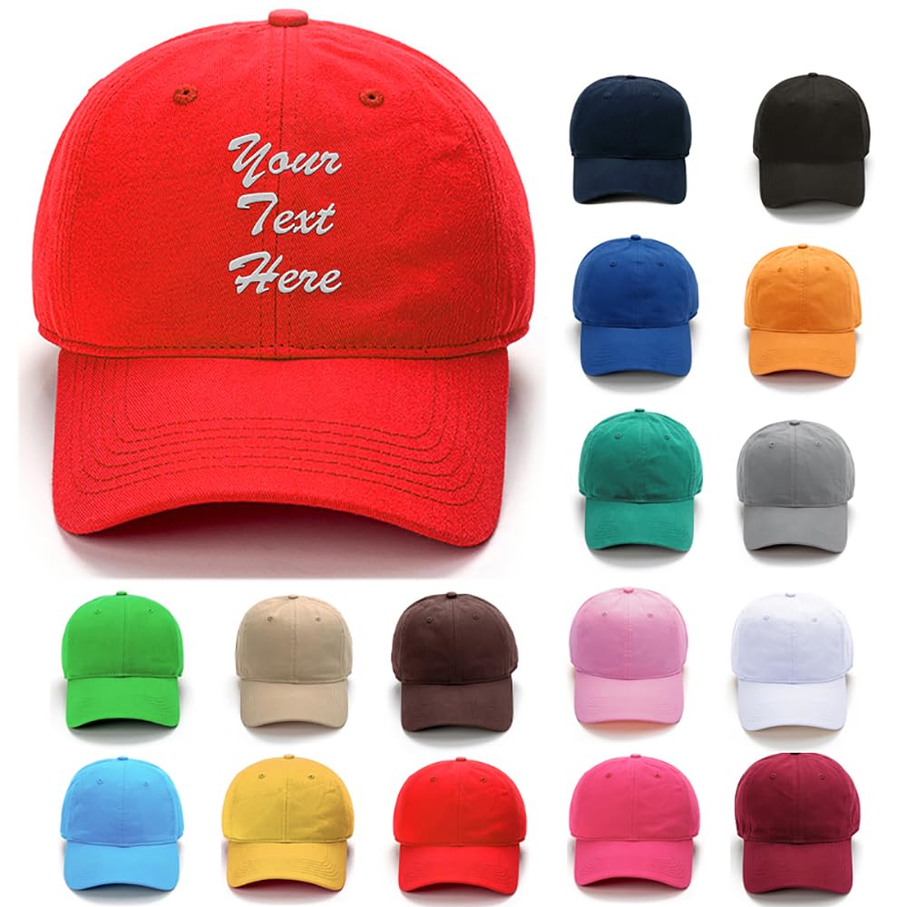 Van Der Linn Unisex Red Personalised Embroide Baseball Cap Hat Cotton Mens Ladies (Cotton, )