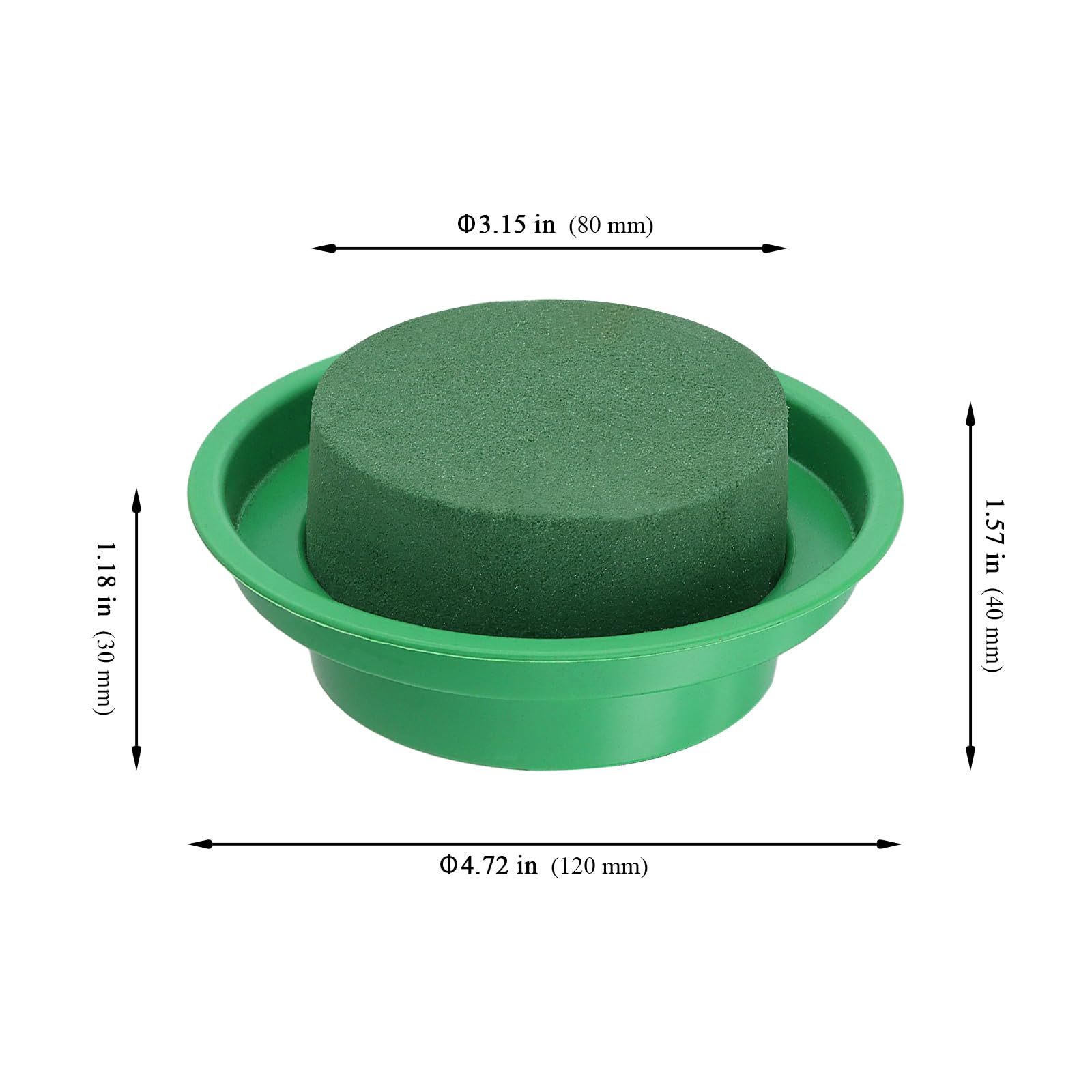 MUKSUET 16 Pack 3 In / 8cm Round Floral Foam with Bowl, Green Floral Foam, Flower Foam Block with Tray - Image 2
