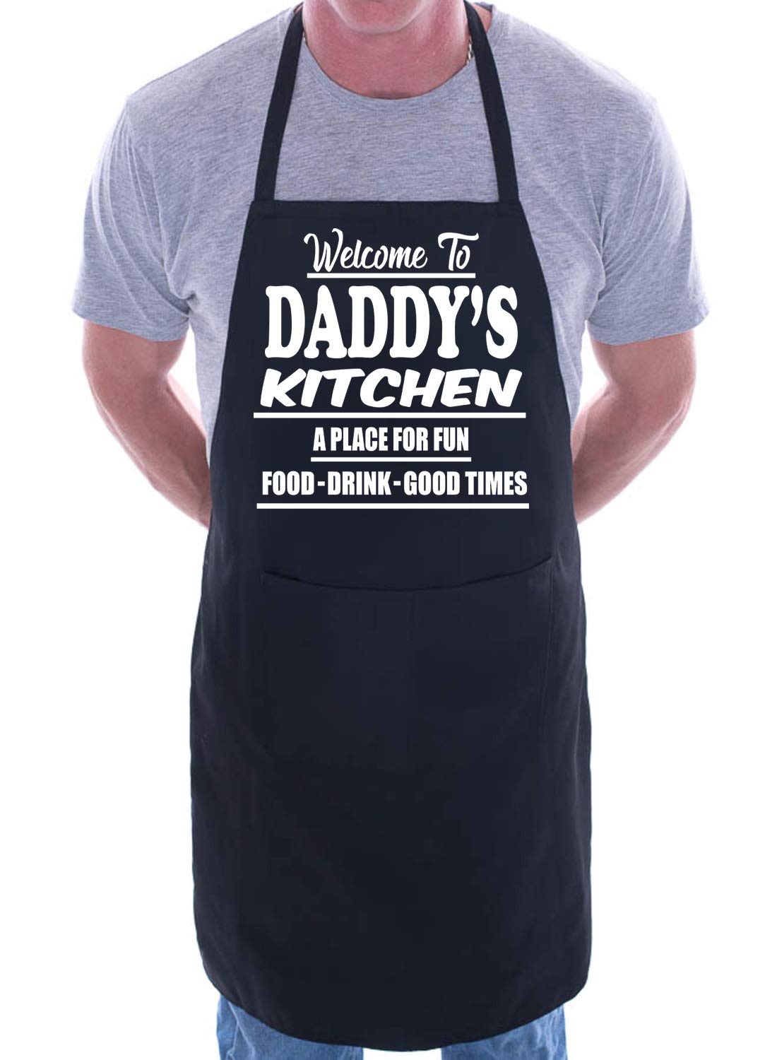 Print4u Men's Black Welcome To Daddy's Kitchen Cooking Apron Novelty Gag Gift Fathers Day Present For
