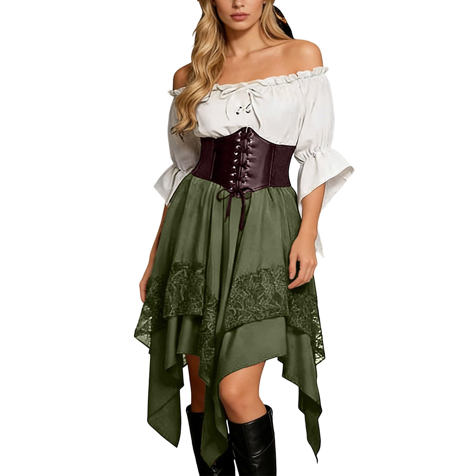 Abito con sottogonna in pizzo e gonna asimmetrica a balze, cosplay da