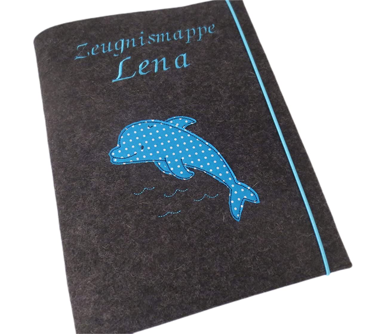 Zeugnismappe Wollfilz Mappe Delfin Zeugnisse DIN A4 Grundschule Schule