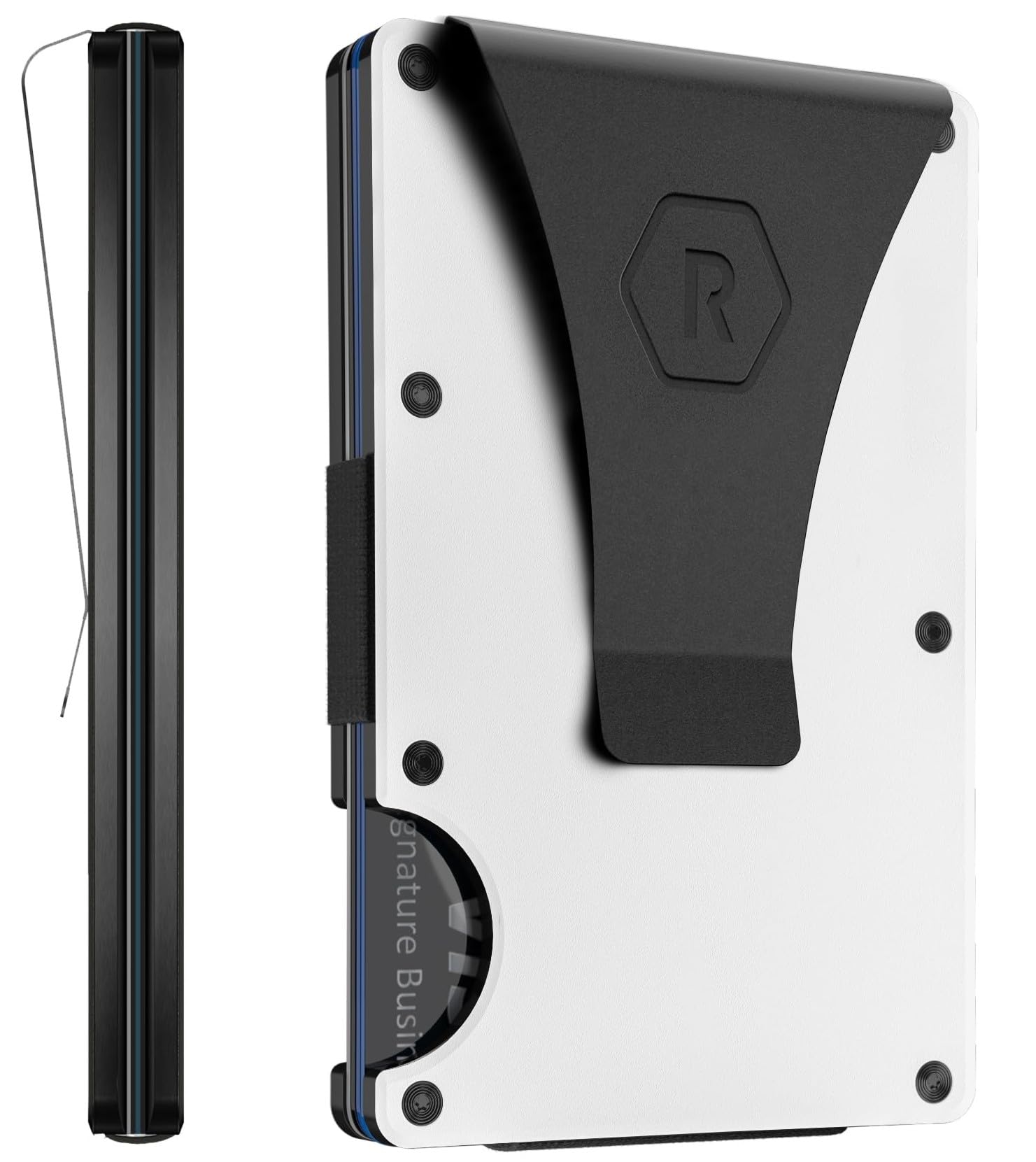 The Ridge Wallet for Men - Slim Minimalist Compact Wallet and Card Holder, RFID Protected Front Pocket Wallets for Men with Integrated Money Clip (Polar White)
