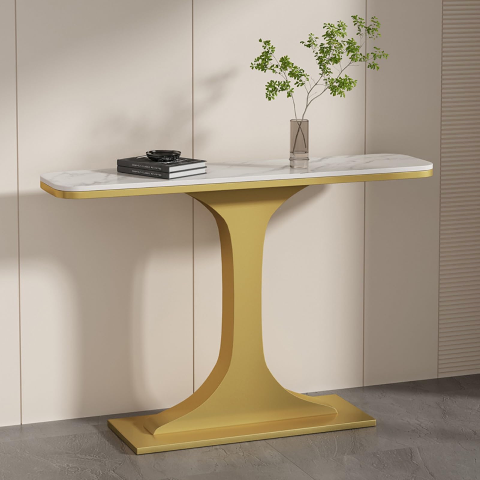 Console d'entrée, Table Console Moderne, Table d'appoint étroite avec Structure en métal, pour entrée, Couloir, Salon, Facile à Assembler (A, 150 cm/59 po)