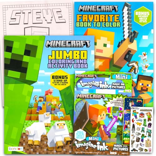 Minecraft Minecraft - Juego de libros para colorear y actividades definitivo para colorear para niños, páginas para colorear sin desorden, calcomanías, más | Libros para colorear de videojuegos jumbo