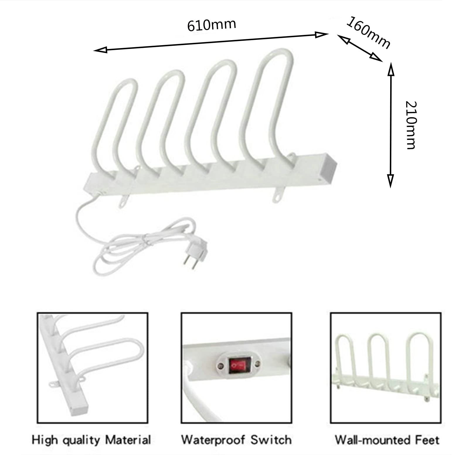 Secador de Zapatos Secador de Zapatos eléctrico de aleación de Aluminio Calentador Calentador Secador de Botas, para 2 Pares de Zapatos, estándar Europeo